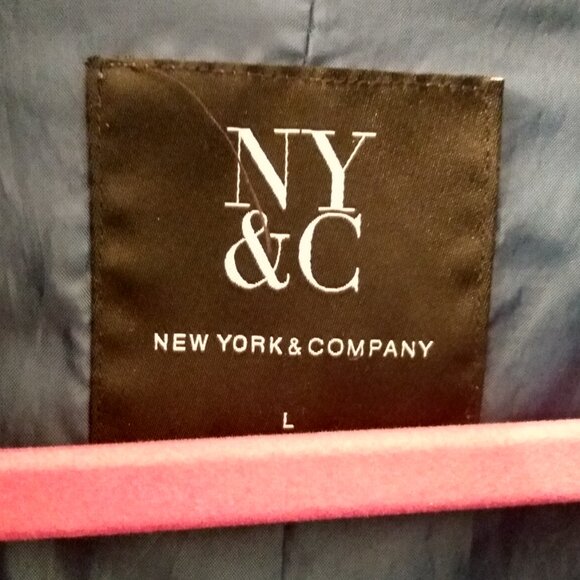 NY&C FAUX LEATHER BLUE JACKET NEW YORK COMPANY SIZE L - Picture 3 of 6
